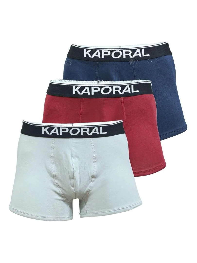 KAPORAL Boxers coton lot de 3 Gris Bleu marine