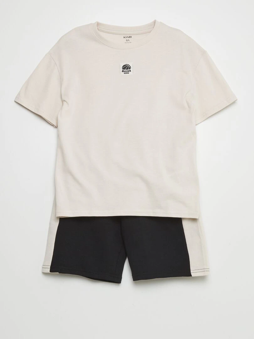 Ensemble t shirt + short 2 pièces Blanc/noir