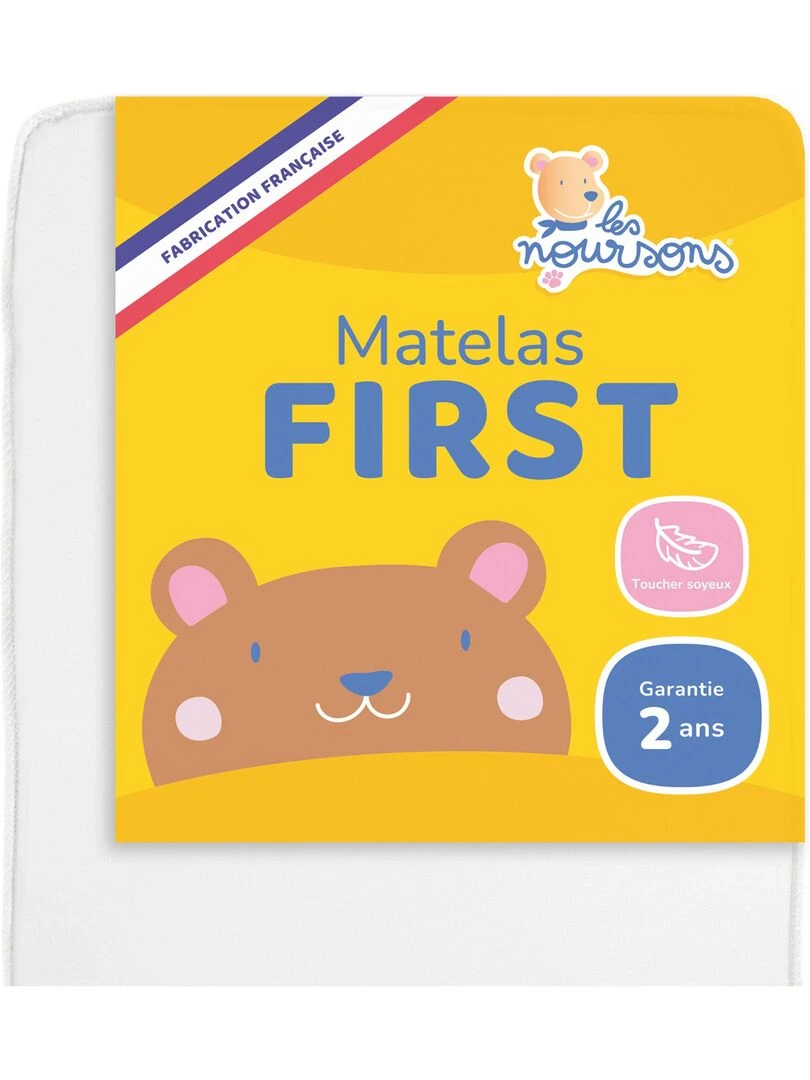 LES NOURSONS Matelas Bébé First Confortable Oeko Tex® Garantie 2 ans Fabrication française Blanc