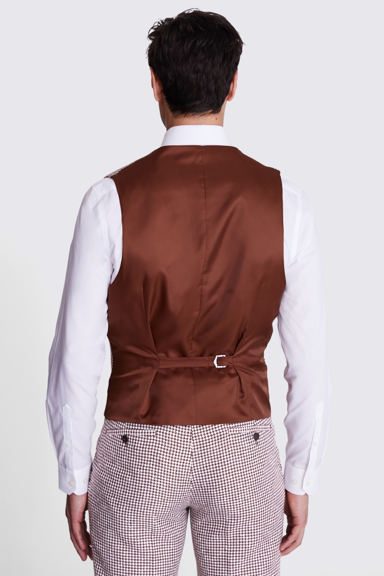 Slim Fit Copper Houndstooth Waistcoat Buy Online at Moss