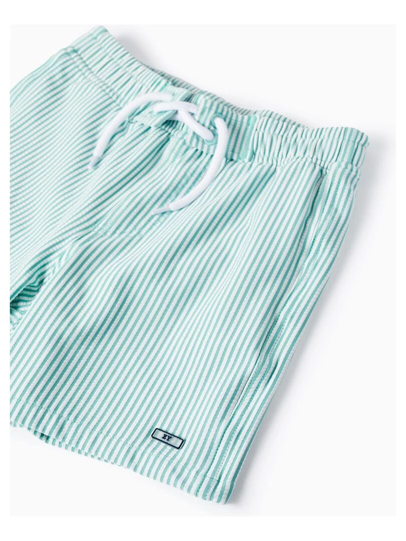 Short De Bain À Rayures Pour Garçon   Vert