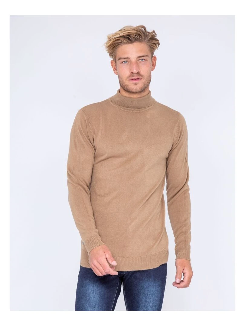 Pull col roulé aspect cachemire LOVOU Marron