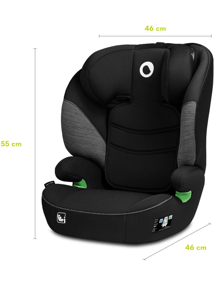 LIONELO Lars i Size   Siège auto bébé évolutif   Groupe 2 3   Noir   Noir Gris