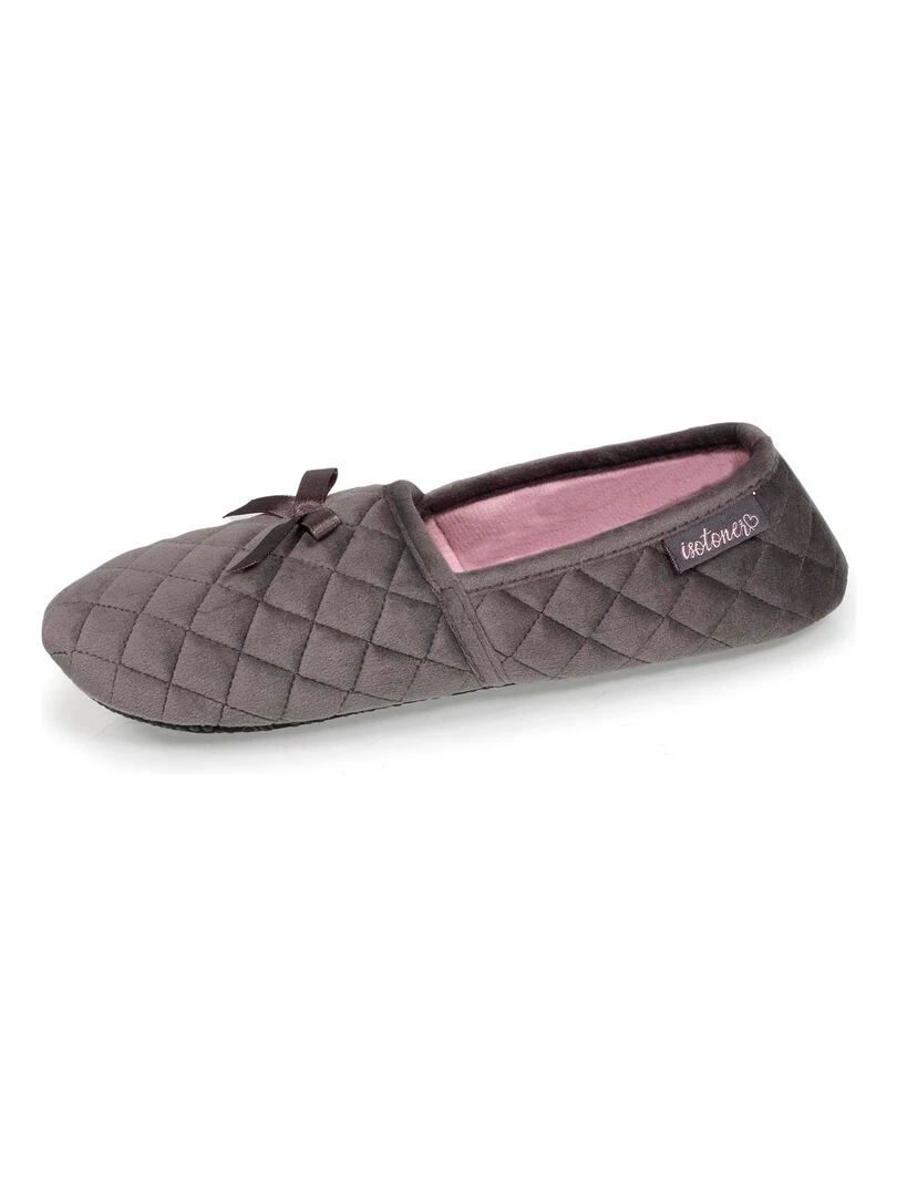 Chaussons slippers Femme matelassés Gris foncé   Gris