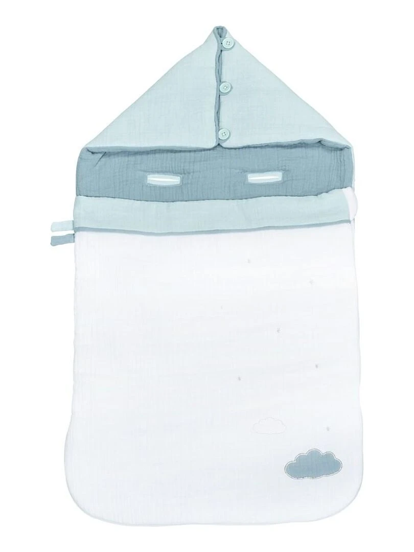 Nid d'ange 0 3mois en coton blanc SAUTHON Blanc Bleu