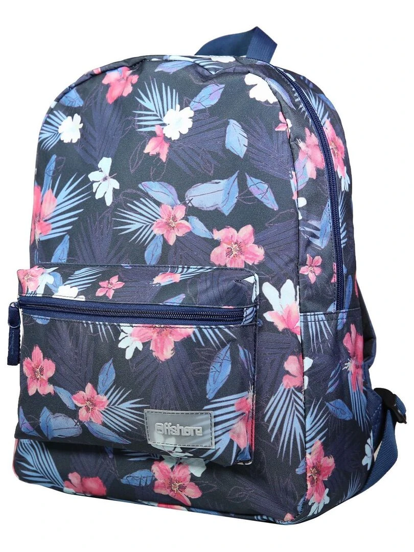 BAGTROTTER Sac à dos 1 compartiment Offshore Hibiscus Fleurs Bleu Bleu