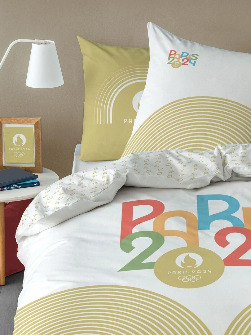 Parure de lit imprimée 100% coton PARIS 2024 JEUX OLYMPIQUES ARCHES Multicolore