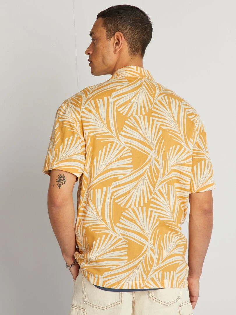 Chemise à manches courtes avec imprimé Jaune