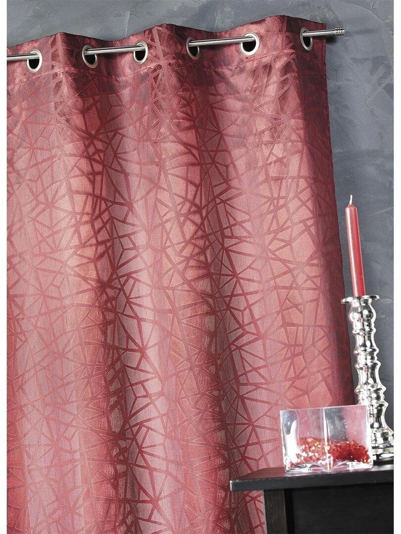 Rideau en jacquard à imprimés et à rayures verticales Rouge brique