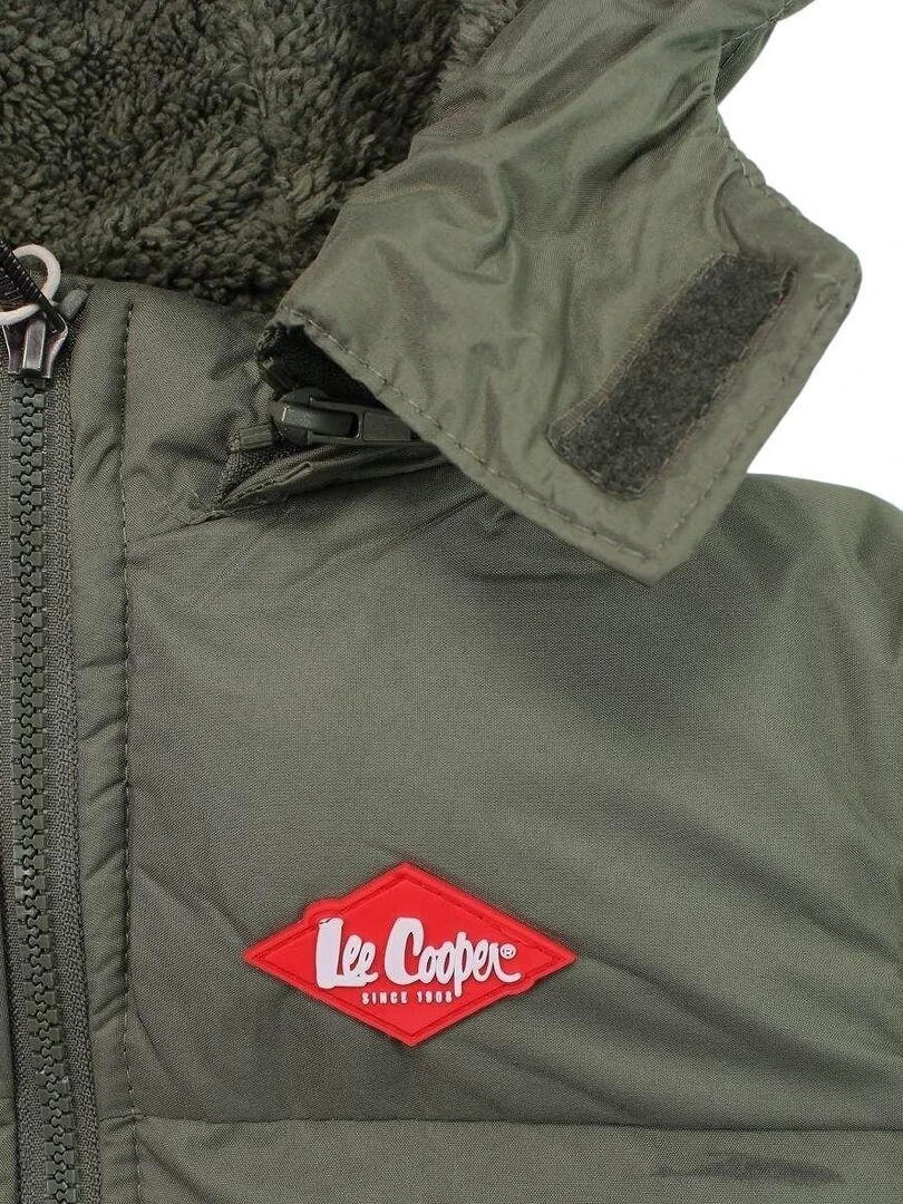 Lee Cooper   Parka garçon imprimé logo   Kaki
