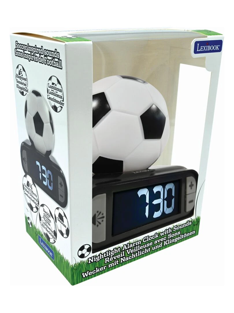 Réveil digital avec veilleuse lumineuse football en 3D et effets sonores   N/A