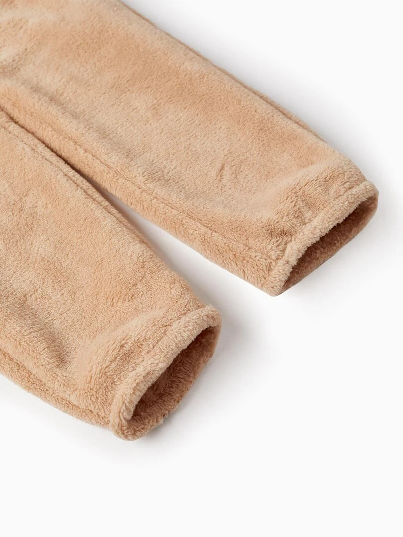 Pyjama Grenouillère en polaire avec capuche pour garçon 'Rudolph'   NOËL   Beige foncé