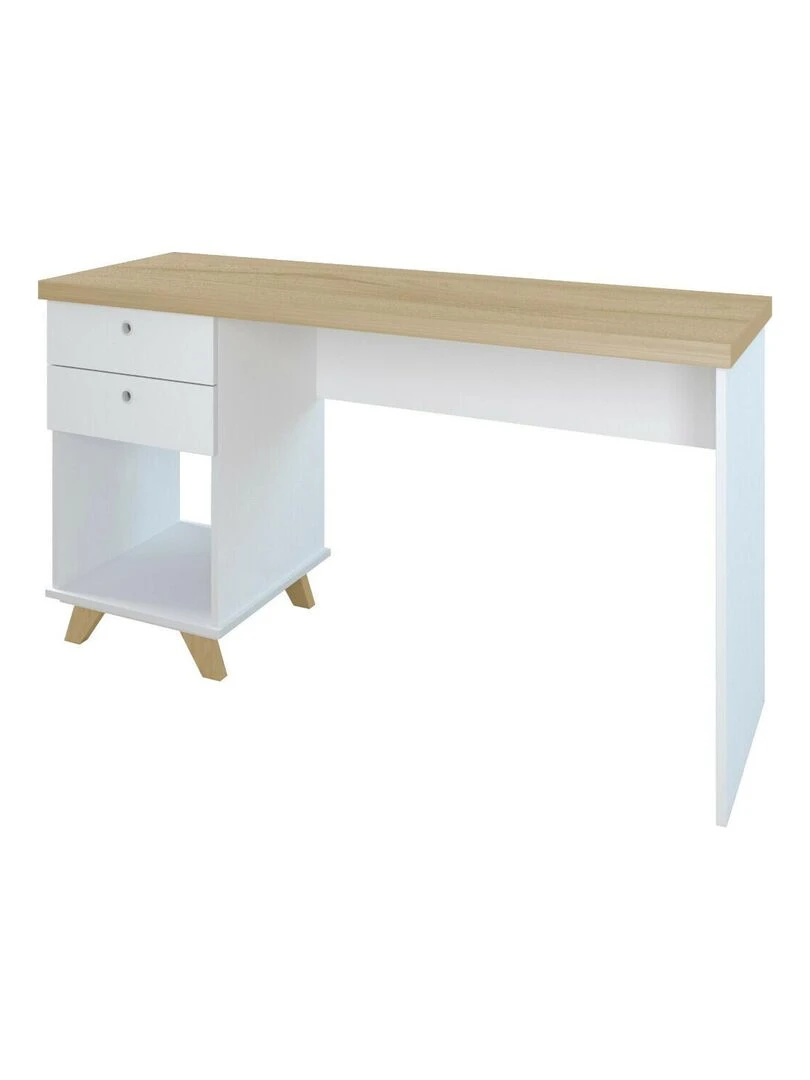 Bureau 2 tiroirs Seamus AKITEN RETAIL Blanc Marron