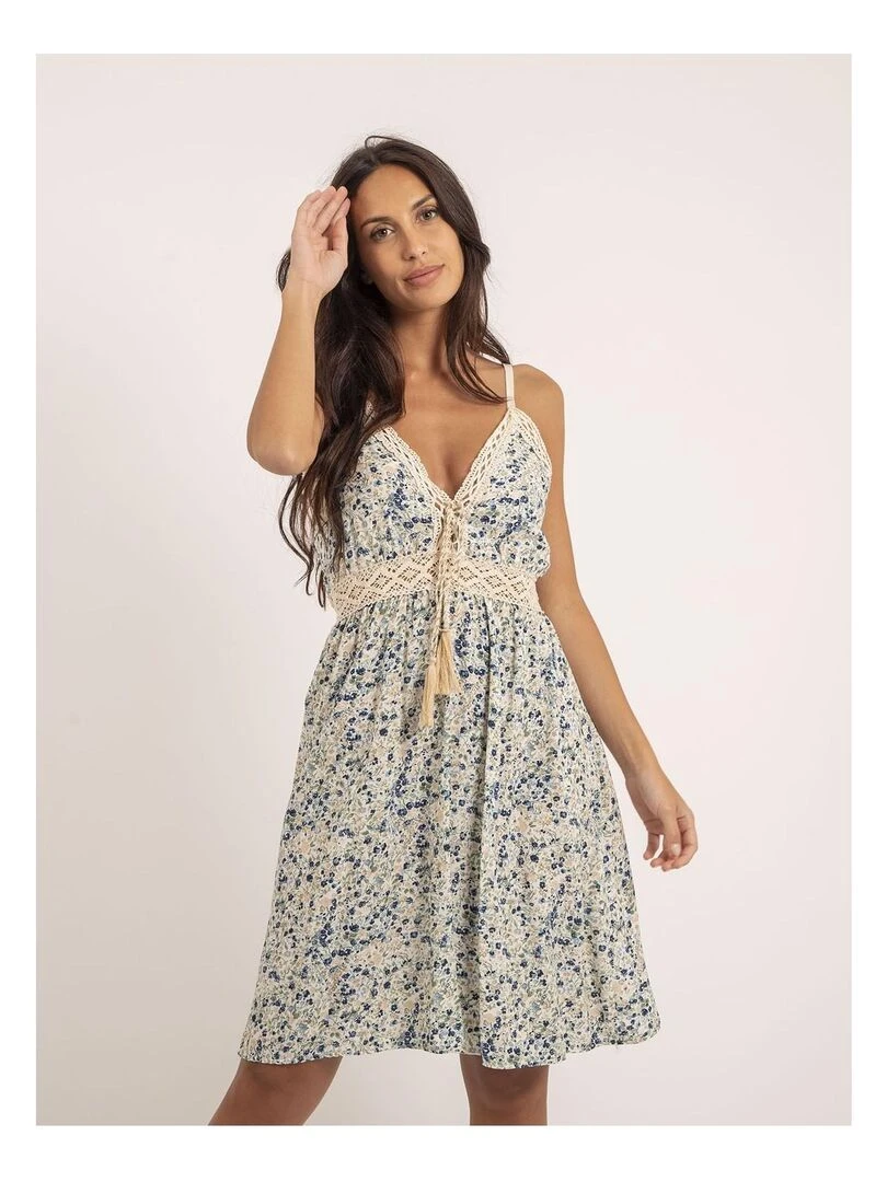Robe courte motifs IBASS Bleu