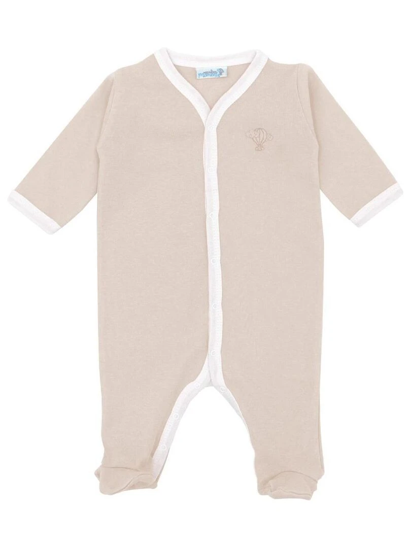 Pyjama été léger   100% coton biologique   1 à 6 mois   Beige