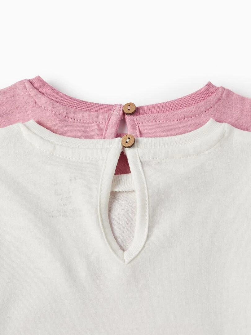 Pack 2 T shirts à manches longues pour bébé fille manches courtes THE WAVE TRIBE   Beige clair