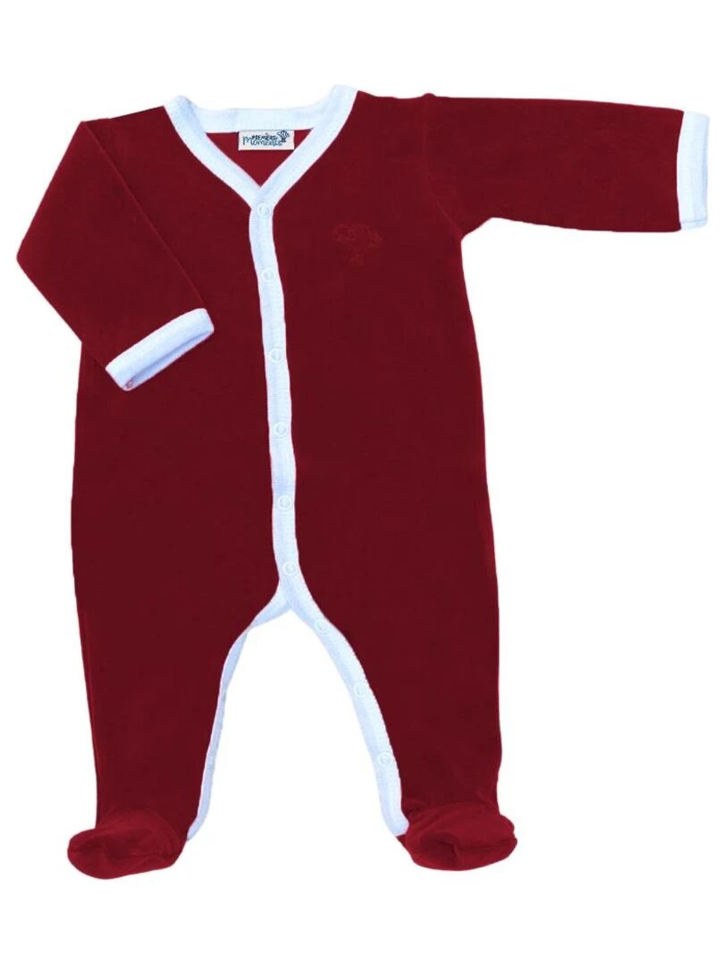 Pyjama velours 100% coton biologique 1 à 6 mois Bordeaux