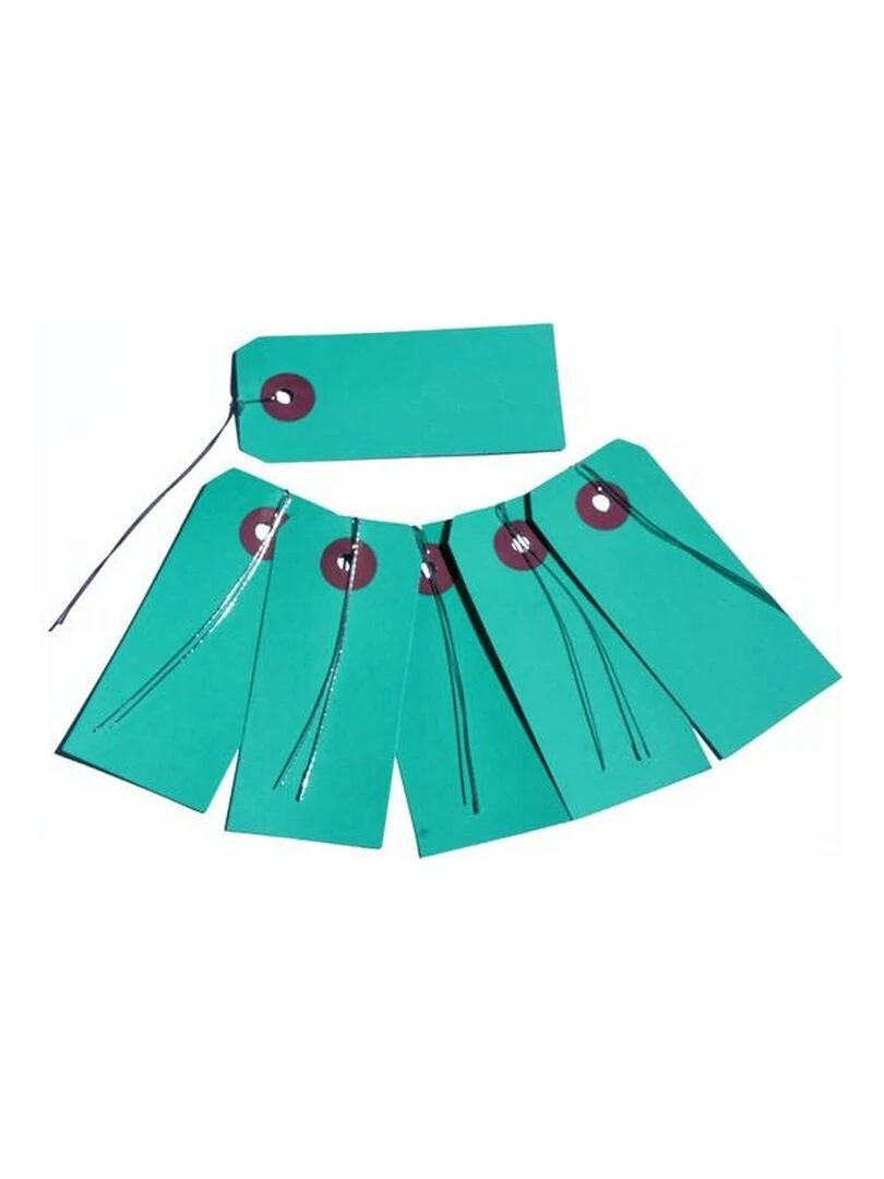 20 étiquettes bleu vert 9 cm avec fil métallique N/A