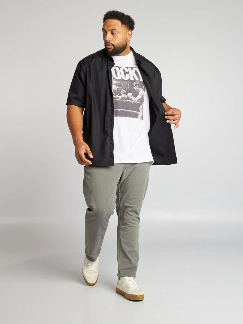 Chemise en popeline manches courtes noir