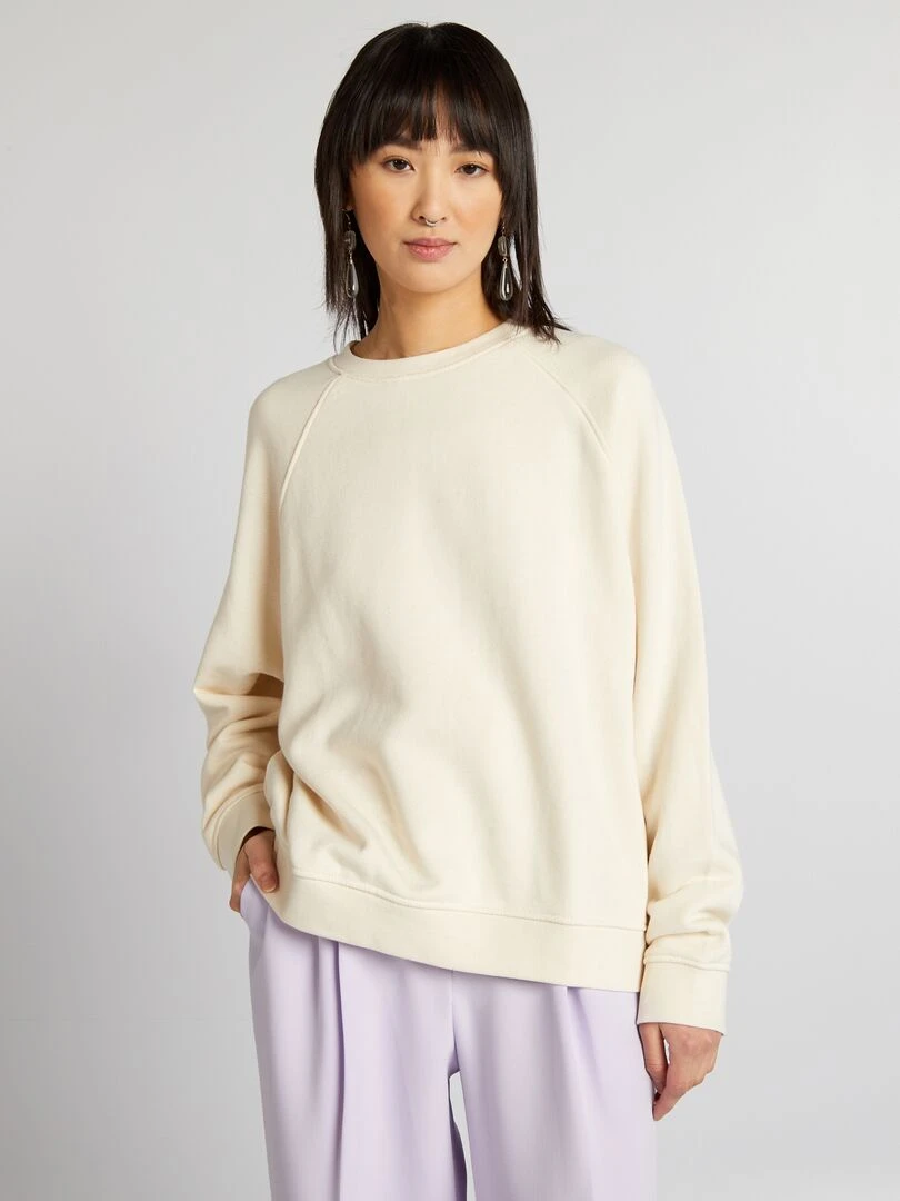 Sweat en molleton à col rond   Blanc