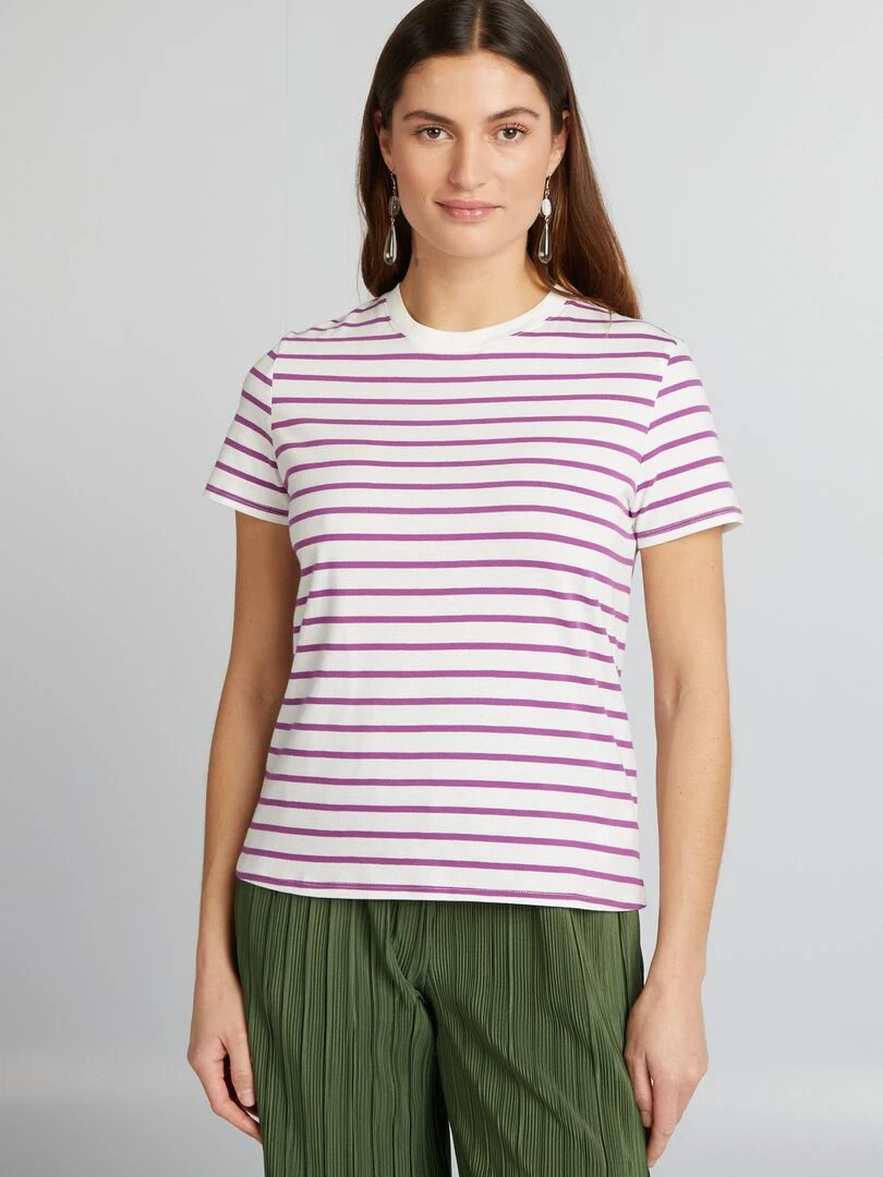 T shirt en jersey imprimé   Violet/blanc