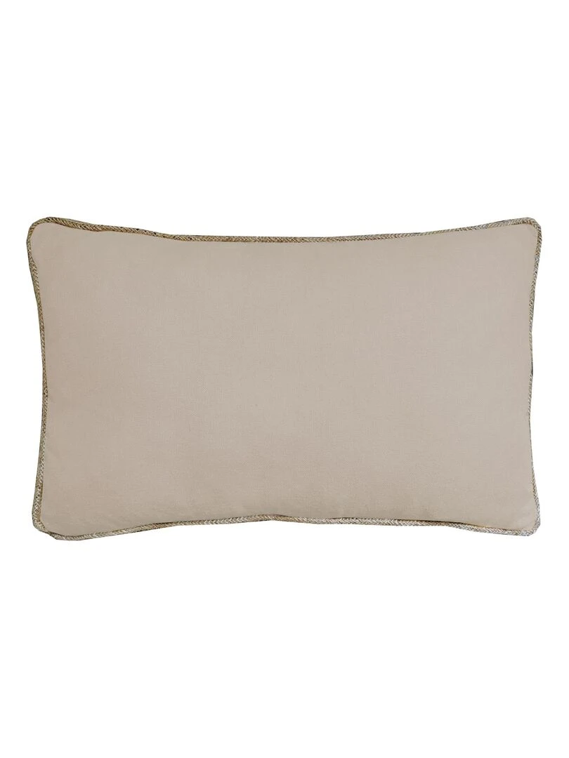 Coussin en coton recyclé avec piping jute 'Deko&co' Taupe