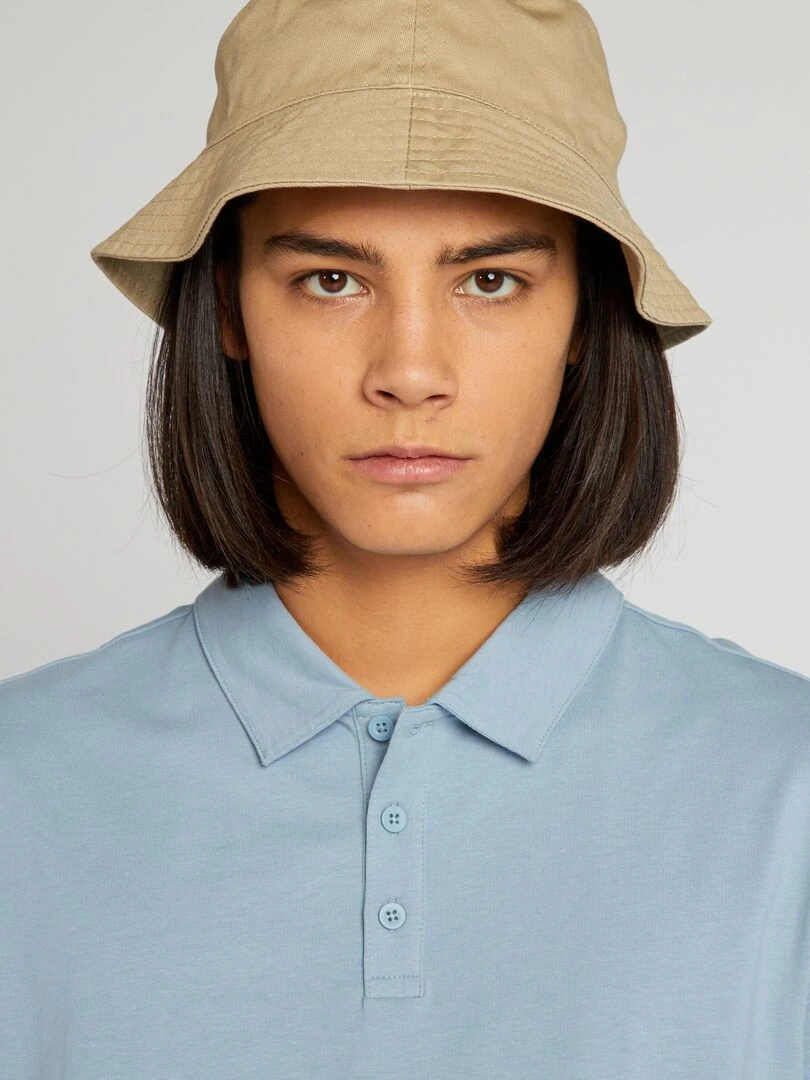 Polo en coton à manches courtes   Bleu