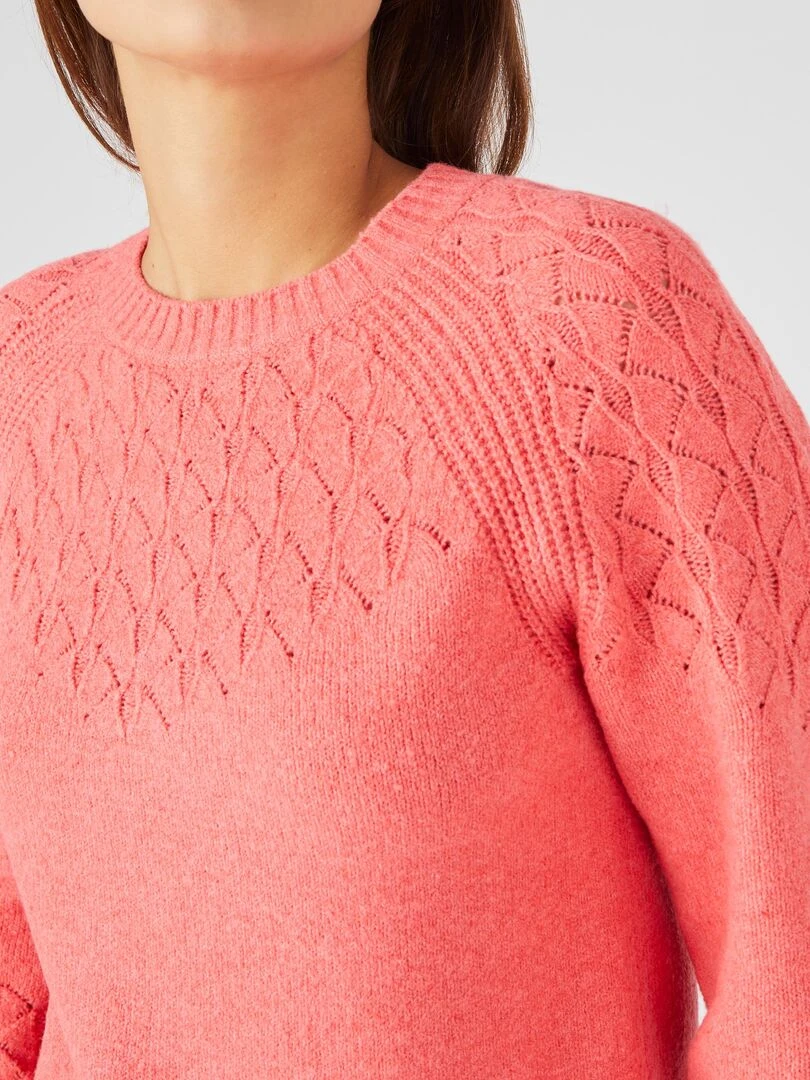 Pull maille fantaisie Damart Rose