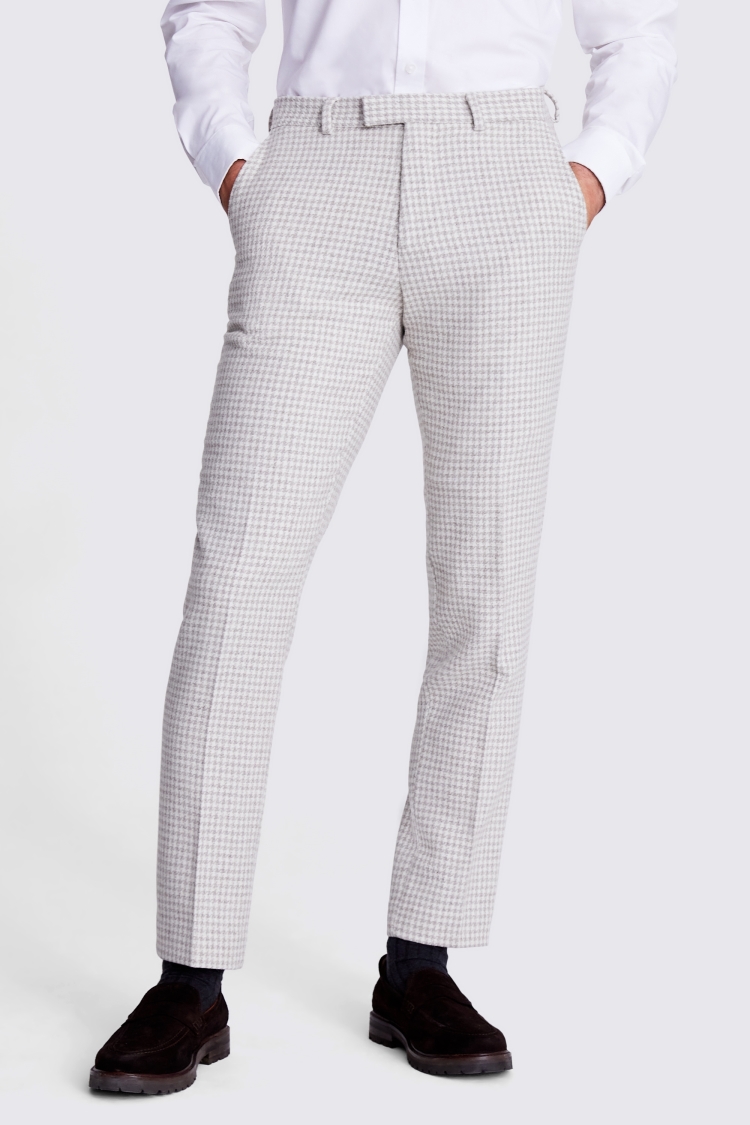 Tailored Stone Houndstooth Tweed Trousers Buy Online at Moss