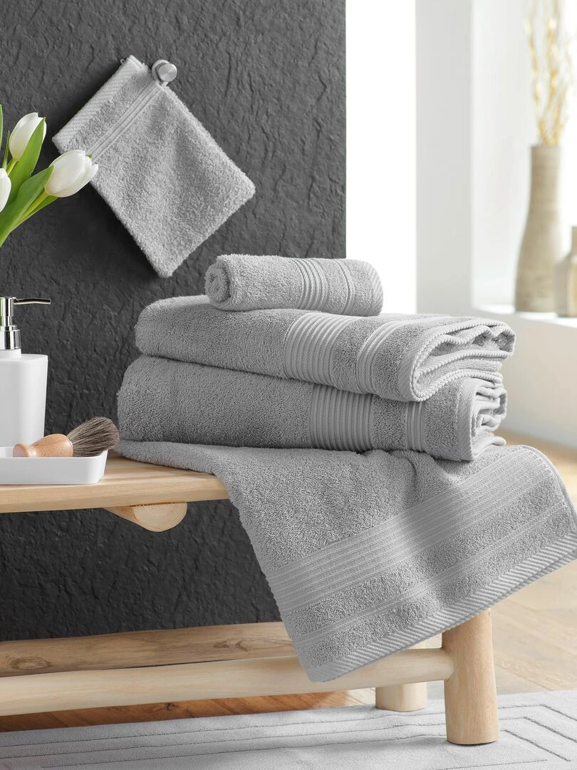 Lot de 2 gants de toilette Tendresse   Gris clair