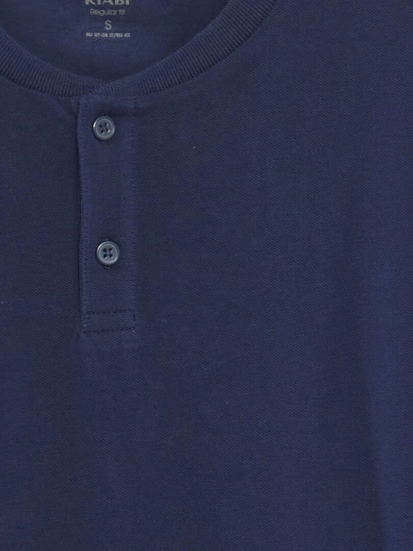 Polo en piqué de coton uni   Bleu nuit