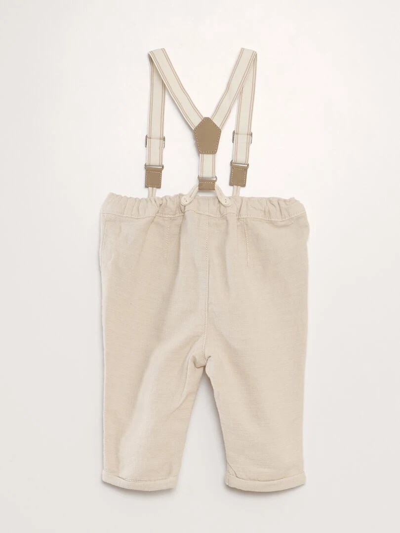 Pantalon chino en lin avec bretelles Beige
