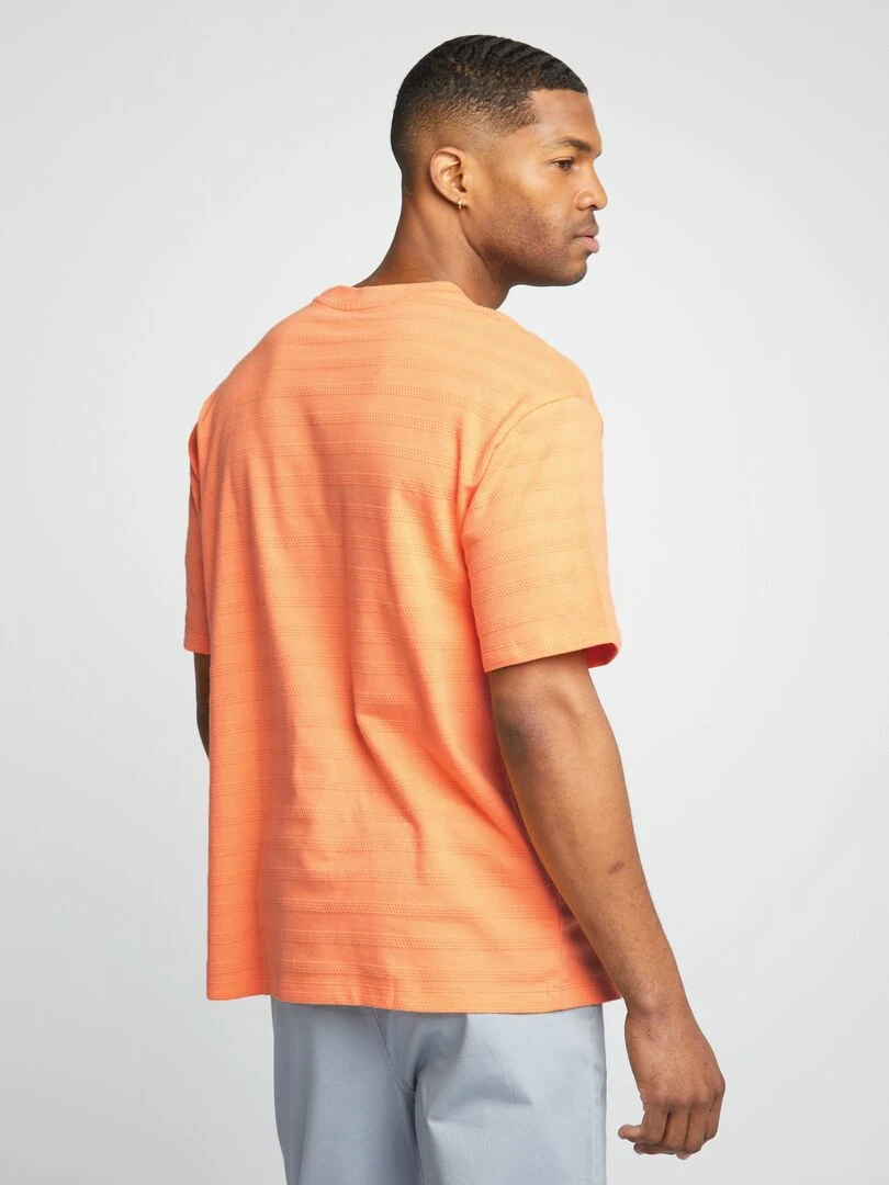 T shirt en coton texturé   Orange