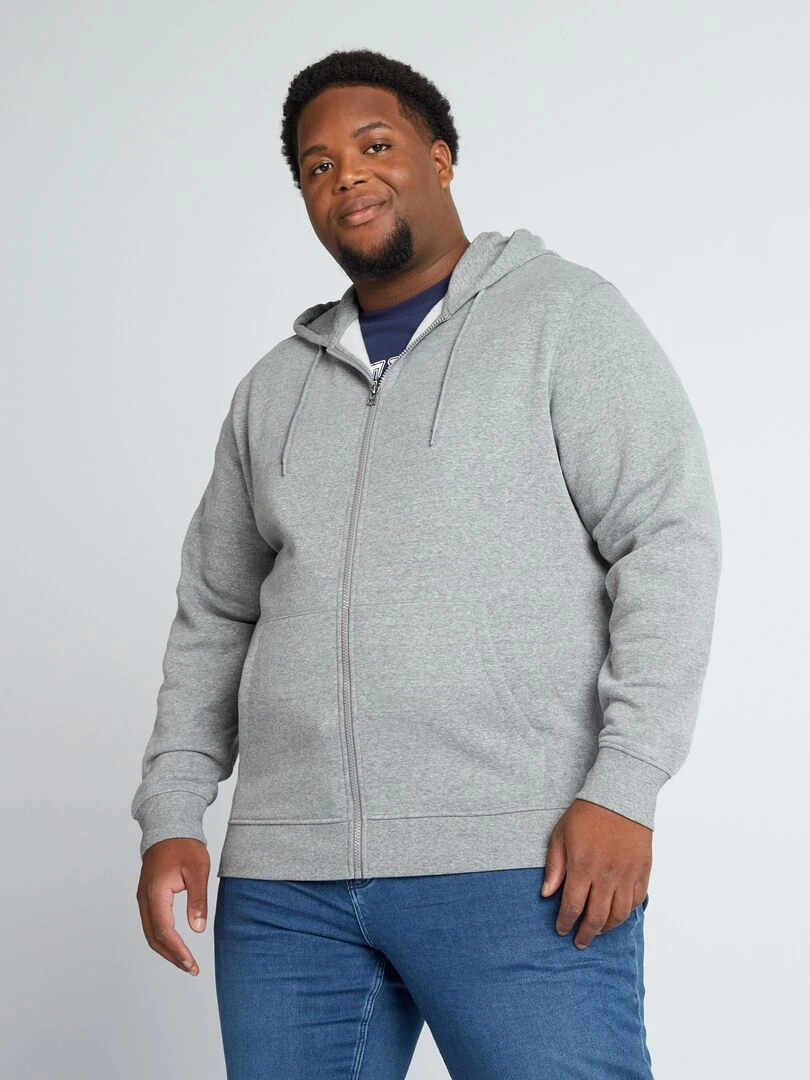 Sweat zippé en molleton   Gris