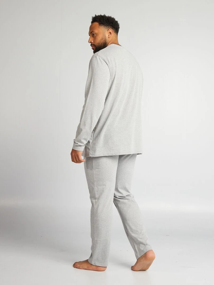 Pyjama long 'Mario' tee shirt + short 2 pièces Gris