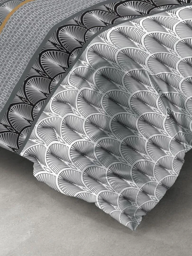Housse de couette Sakigold + taie(s) coton 57 fils Gris