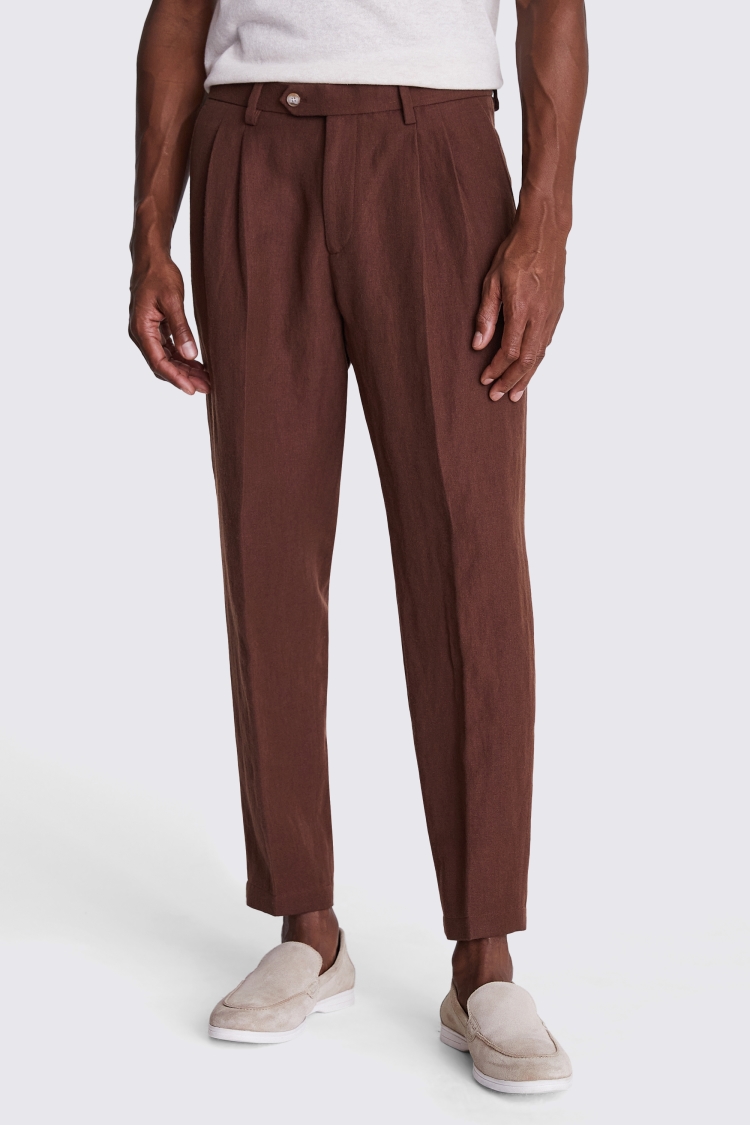 Slim Fit Khaki Donegal Trousers   Buy Online at Moss
