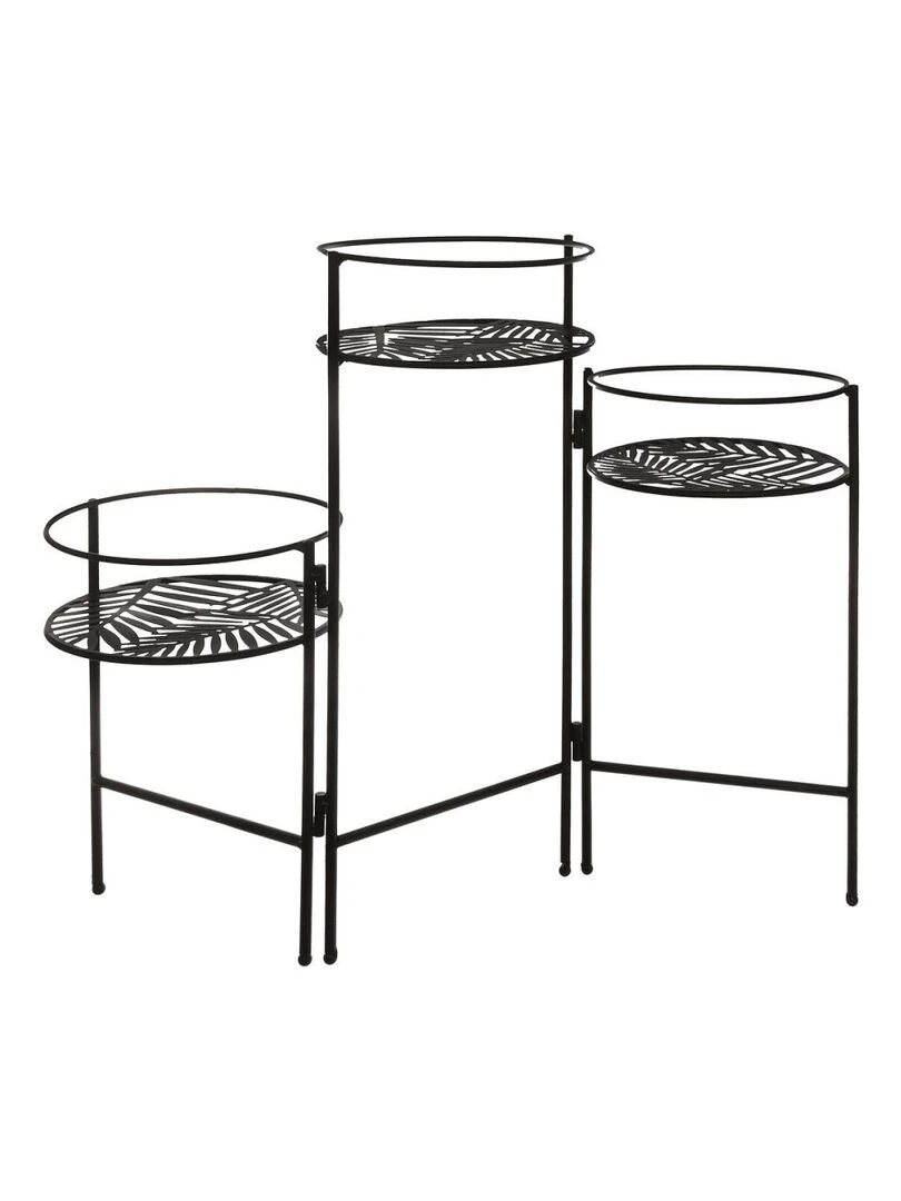 Lot de 3 portes plante en métal Leaf noir Noir
