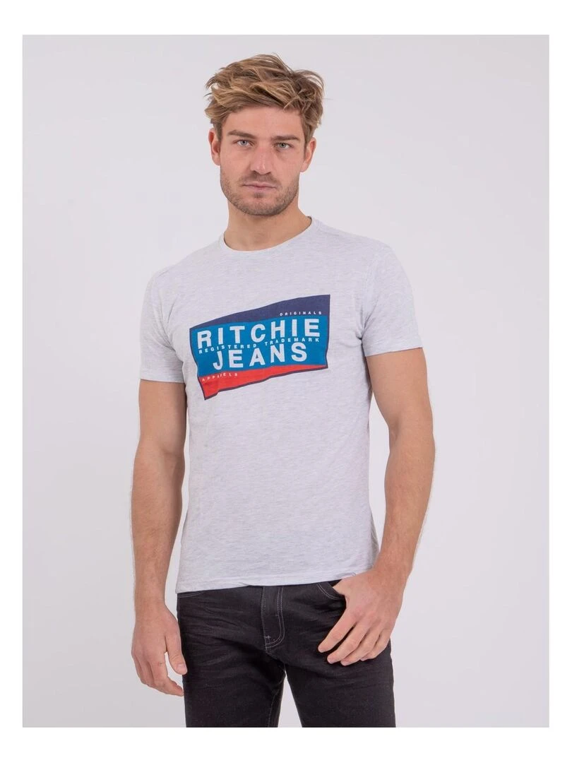 T shirt manches courtes col rond pur coton NOBLAKE Gris