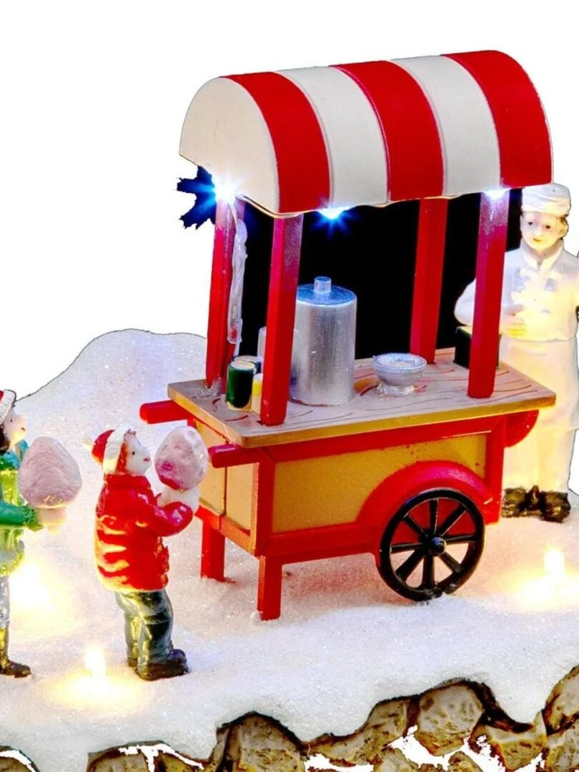 Village de Noël Barbe à papa 7 LED Rouge