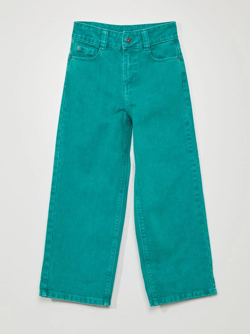 Jean wide leg à taille haute Vert