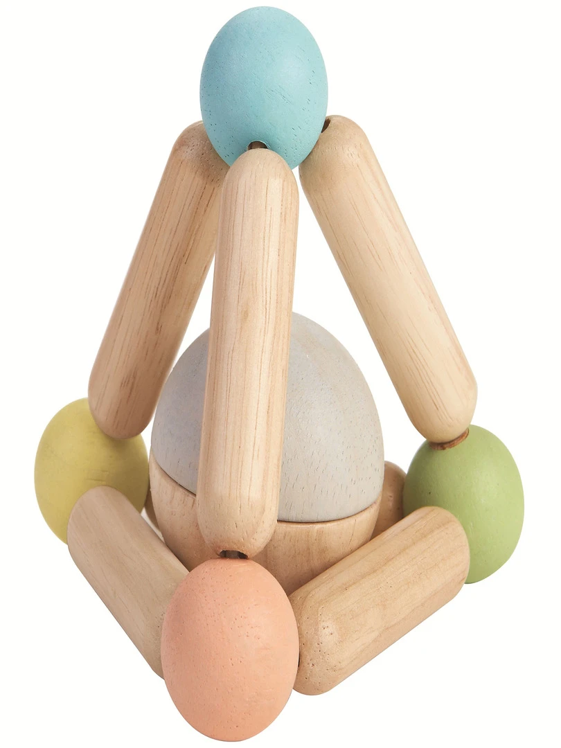 Hochet en bois triangle pastel N/A