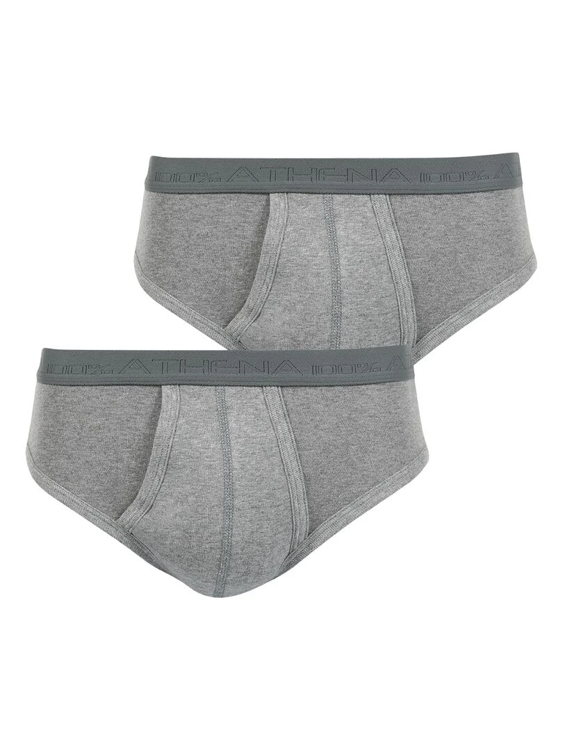 Lot de 2 slips taille haute ouverts homme Coton Bio Gris