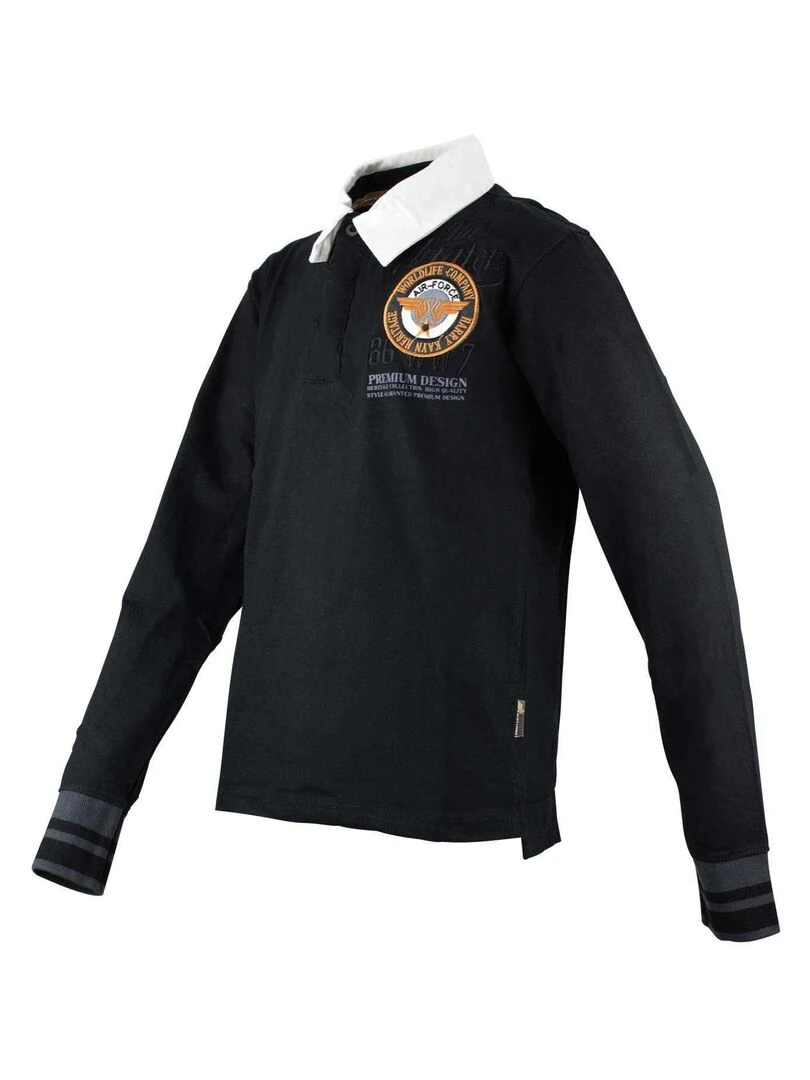 Polo manches longues garçon ECANOPE   HARRY KAYN   Noir Noir