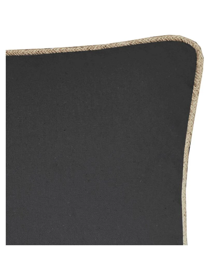 Coussin coton recyclé piping jute 'Deko&co' Noir