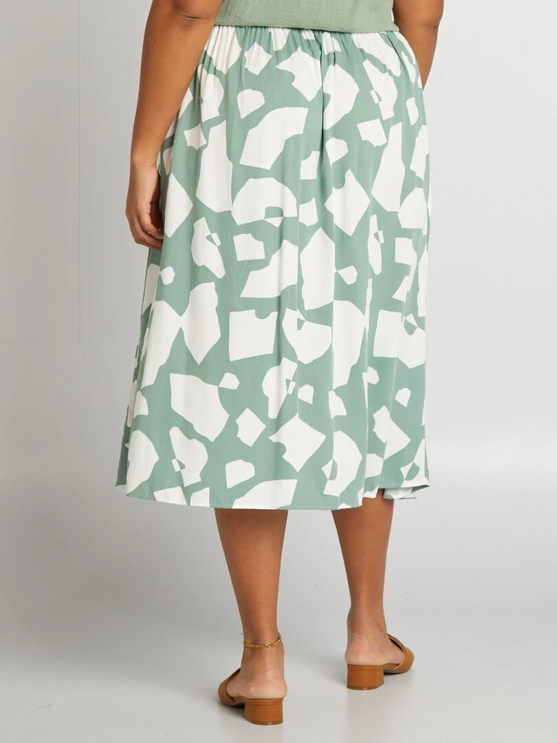 Jupe midi à motif   Vert/blanc
