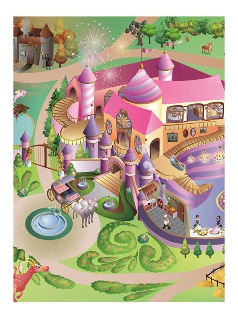 Tapis enfant PRINCESS Multicolore 100x150 Fait en Europe en polyester doux et soyeux Multicolore