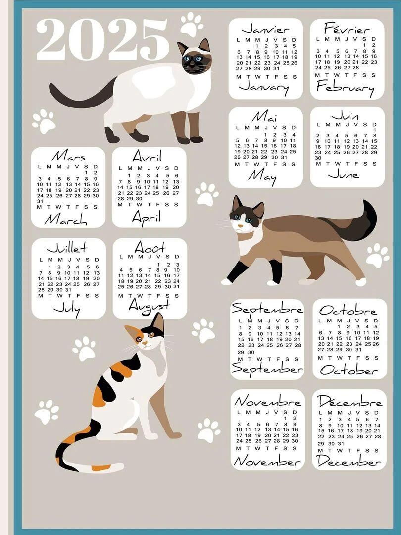 Torchon de cuisine chat Beige