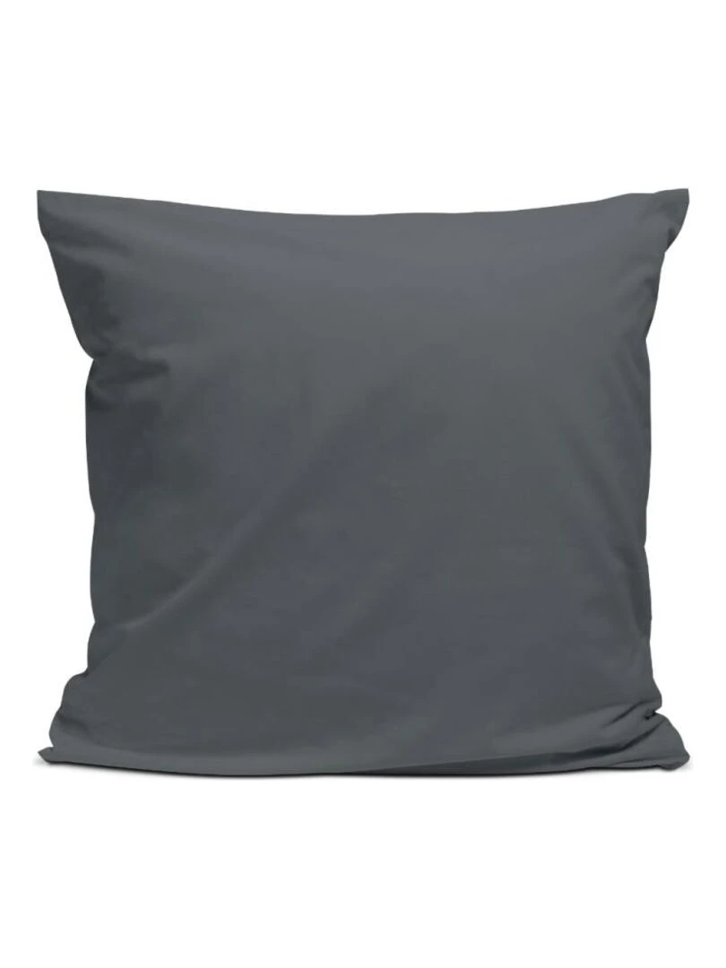 Bleu Câlin Taie d'oreiller unie Percale de coton 80 fils/cm² gris anthracite