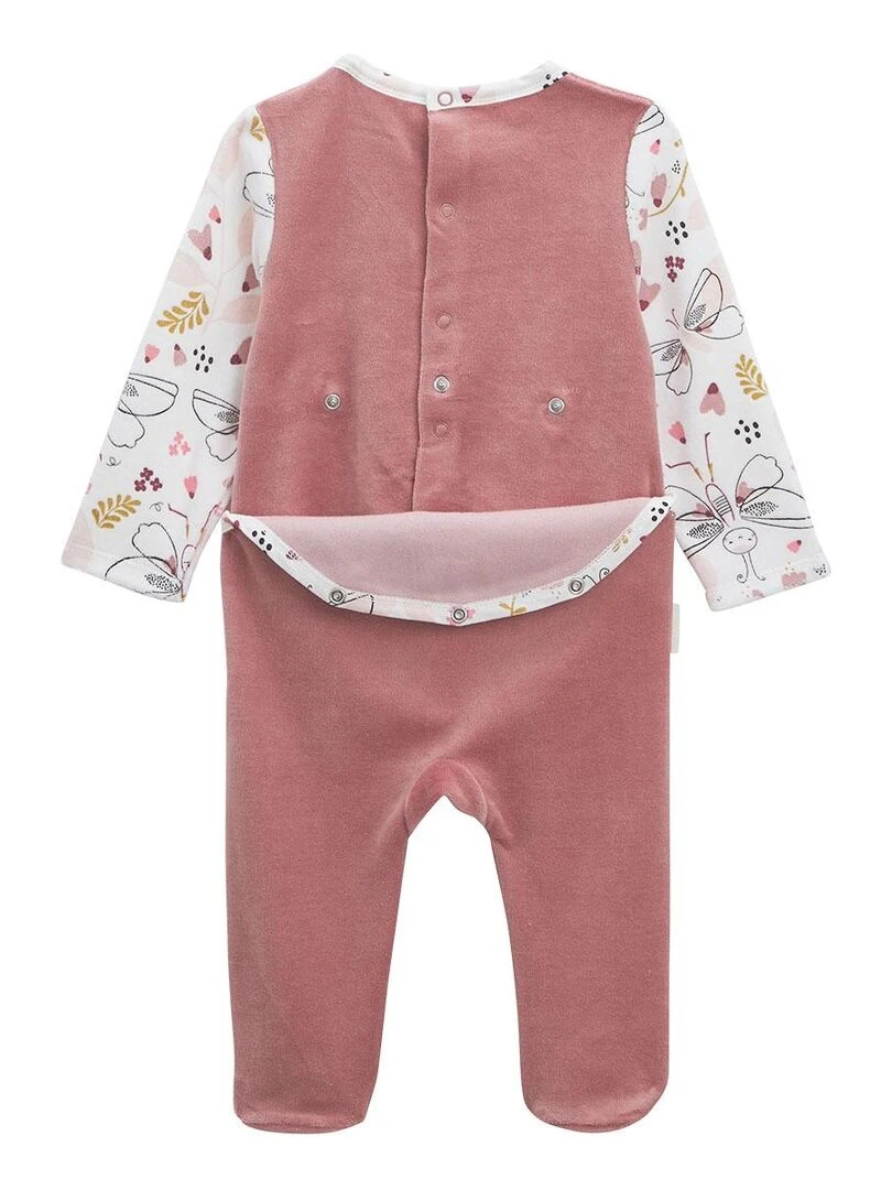 Pyjama bébé en velours Elena   Rose